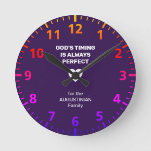 GOD'S TIMING ALTIJD PERFECT   Aangepast Paars Ronde Klok