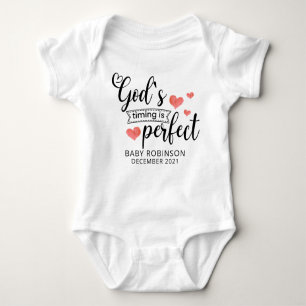 God's Timing is Perfect Cute Baby Announcement Romper