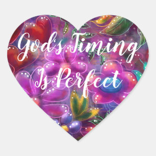 God's Timing is Perfect Floral Abstract Roze Rood Hart Sticker