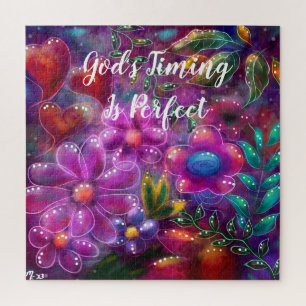 God's Timing is Perfect Floral Abstract Roze Rood Legpuzzel