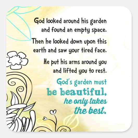 Gods tuin vierkante sticker (Voorkant)