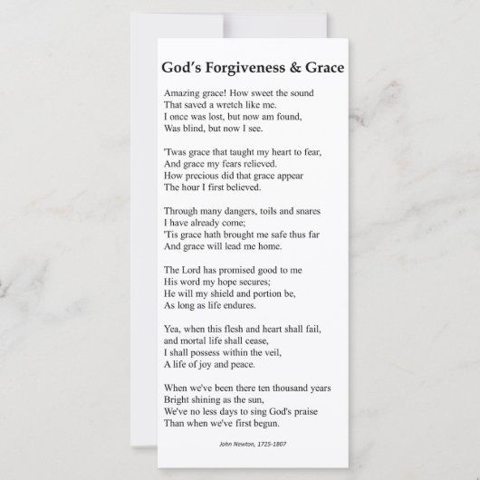 God's Vergiffenis en Grace Prayer Kaart (Voorkant)