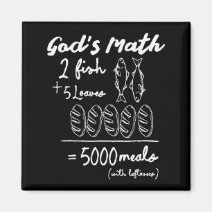 God's Wiskunde 2 Vissen 5 Broden 5000 Maaltijden T Magneet