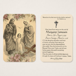 Godsdienstbare Heilige Familie Jezus Mary Funeral  Visitekaartje