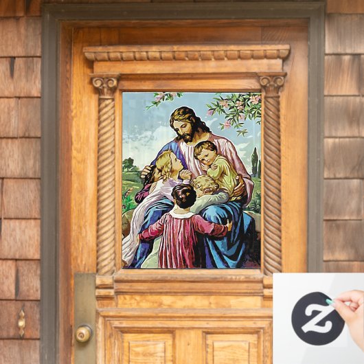Godsdienstelijk afbeelding van Jezus en Kinderen Raamsticker (Huis Deur)