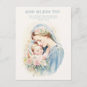 Godsdienstige Gezegende Moeder Maria Baby Jesus Fl Briefkaart