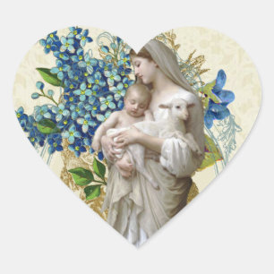 Godsdienstige Katholieke Gezegende Maagd Maria Jez Hart Sticker