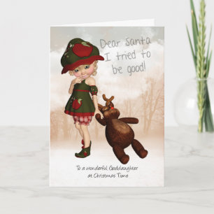 Godsdochter, Beste Santa Retro Schattigee kerst Ka Feestdagen Kaart