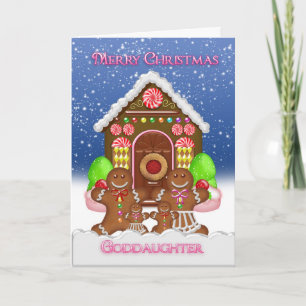 Godsdochter Gingerbread House en familie kerst Feestdagen Kaart