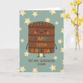 Godson 12e verjaardag Cute aangepaste Choco Cake  Kaart (Gele Bloem)