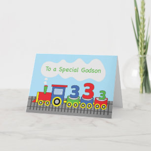 Godson 3rd Birthday Colorful Train on Track Kaart