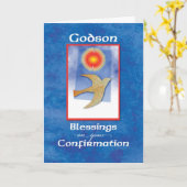 Godson bevestiging duif op blauw kaart (Gele Bloem)