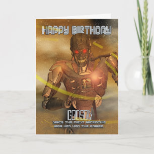 Godson Birthday Card met Cyborg - Modern Robot Kaart
