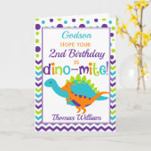 Godson Birthday Dinosaur Dino-Mite Kaart (Gele Bloem)