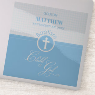 Godson Doop Blauw Kind van God Gepersonaliseerd Sticker
