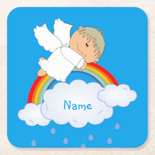 Godson Godchild Baby Shower Gift Personalized Vierkante Kartonnen Onderzetter