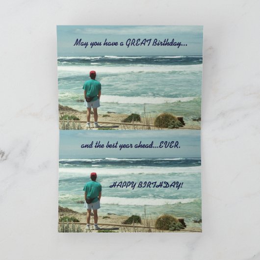 Godson Happy Birthday - Man en oceaangolven Kaart (Binnen)