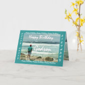 Godson Happy Birthday - Man en oceaangolven Kaart (Gele Bloem)