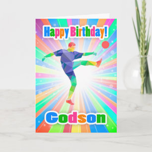 Godson, Voetballer Verjaardag Kleurrijk Abstrat Kaart