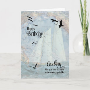 Godson's Birthday Nautical  Sailboat Kaart