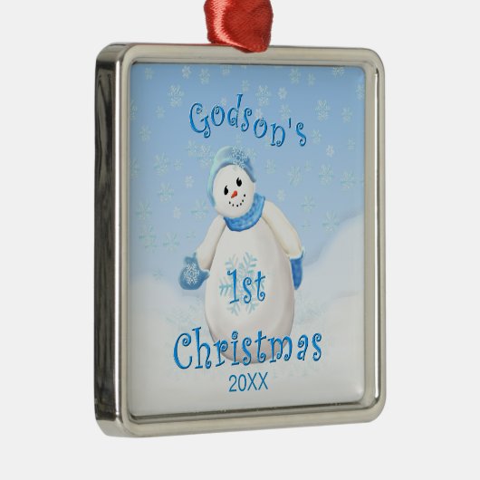 Godson's eerste kerstvakantie Snowman Ornament (Rechts)
