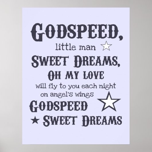 Godspeed, Poster met droomtekst (Voorkant)