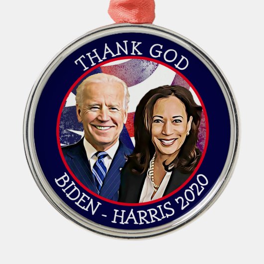 Godzijdank Biden en Harris Verkiezing 2020 Keepsak Metalen Ornament (Voorkant)