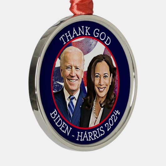 Godzijdank Biden en Harris Verkiezing 2024 Keepsak Metalen Ornament (Rechts)