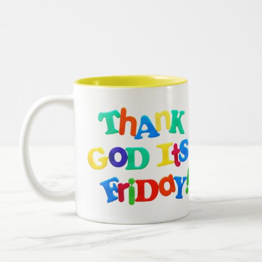 Godzijdank is het vrijdag! 2 Sided Mok (Links)