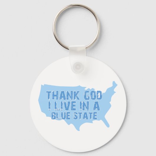 Godzijdank woon ik in een blauwe staat sleutelhanger (Voorkant)