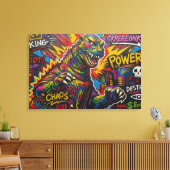 GODZILLA. 3 CANVAS AFDRUK (Insitu (Woonkamer))