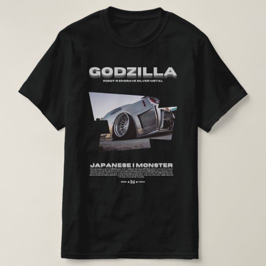 GODZILLA SILVER METAL | T-SHIRT BLACK (Design voorkant)