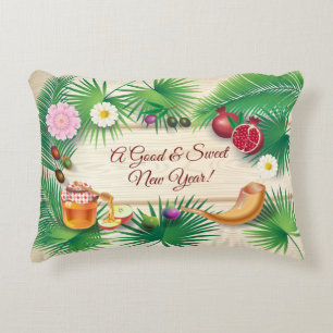 Goed en aardig nieuwjaar! Rosh Hashanah Honey & Ap Accent Kussen