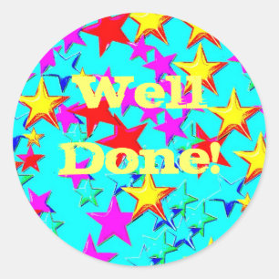 Goed gedaan Blue Star-sticker Ronde Sticker