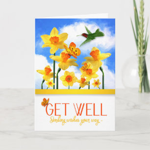 Goed gedaan Daffodil Garden met Hummingbird Kaart