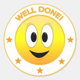 Goed gedaan Face Reward Ronde Sticker