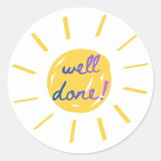 “Goed gedaan!” Kleurrijke Aanmoedigingssticker Ronde Sticker