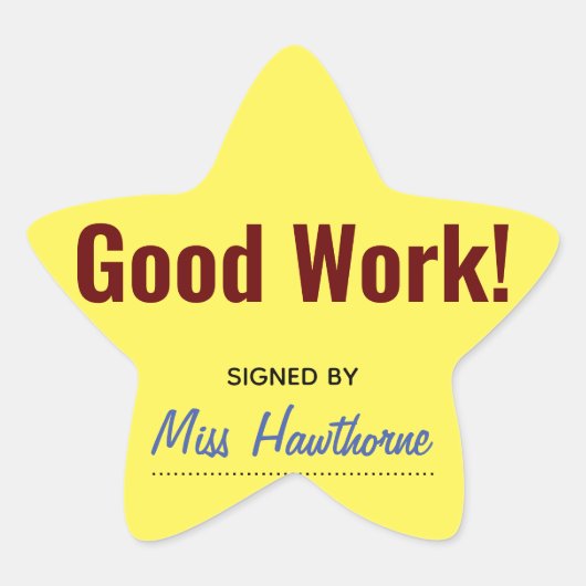 Goed gedaan leerling op school ster sticker (Voorkant)