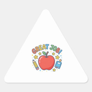 Goed gedaan! Mooie Rode Appel Klas Beloning Sticke Driehoek Sticker