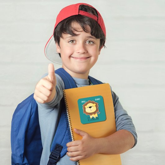 Goed gedaan! [Naam kind invoegen] Vierkante sticke Sticker