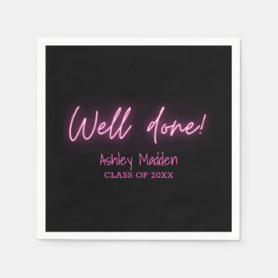 Goed gedaan Neon Roze Modern Graduation Party Servet