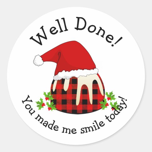 GOED GEDONE Smile Kerstman leraar Ronde Sticker (Voorkant)