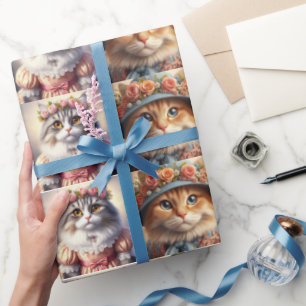 Goed geklede katten collage cadeaupapier