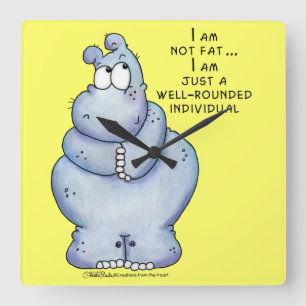 Goed geronde Hippo-Blue Hippopotamus Vierkante Klok
