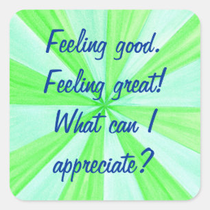 Goed gevoel, geweldig gevoel, bevestiging stickers