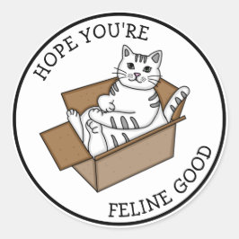 Goed gevoel | Goed werk | Witte kat Ronde Sticker