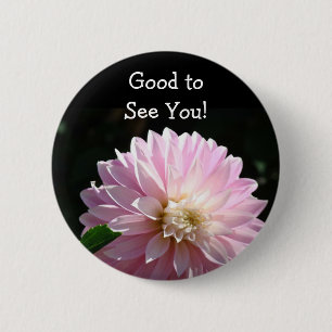 Goed je te zien! Button Pink Dahlia Flower