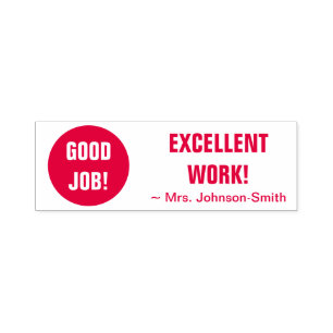 "GOED JOB! UITSTEKEND WERK!" + glimlachend gezicht Zelfinktende Stempel