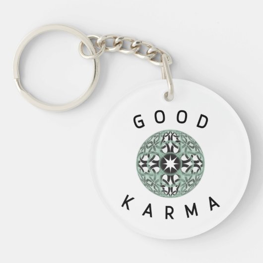 Goed Karma Green Enless Knot-ontwerp Sleutelhanger (Voorkant)