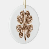 Goed Luck of Jouw tekst, Vier Leaf Clover Keramisch Ornament (Rechts)
